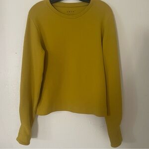 SKFK Miren Organic Cotton Ribbed Top Chartreuse Long Sleeve Size 8